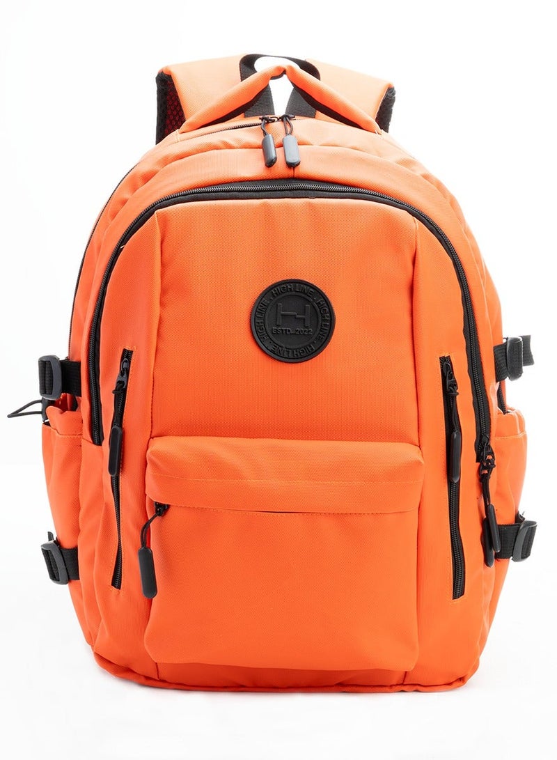 HIGH LINE STORE High Line Waterproof Laptop Backpack – 15 Inch, Multi-Compartment, Large Capacity, Lightweight Fabric, with Laptop Sleeve – Size 45x33x18 cm, 600g, Stylish Design for Daily Essentials, Orange - Image 5